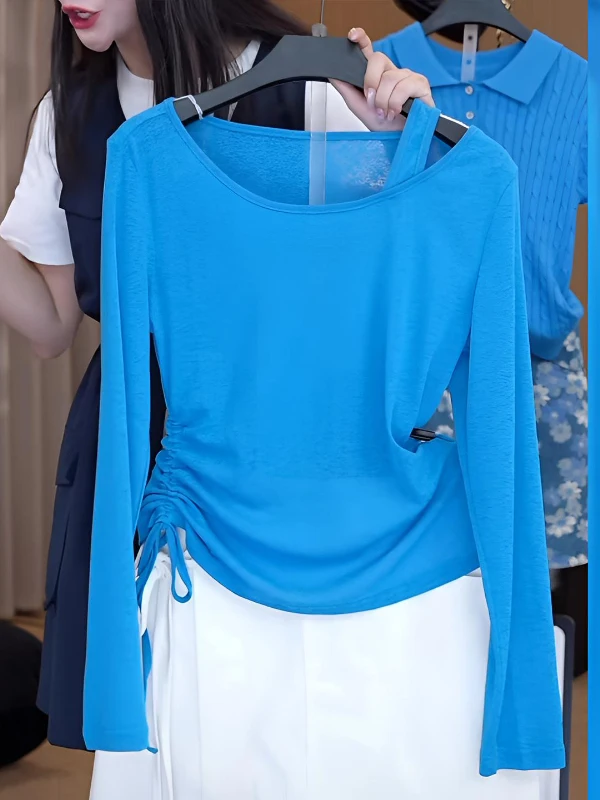 Exceed Value Long Sleeve Shoulder Bared T Shirt Women Summer Sun Protection Cover up Thin Top Side Drawstring Casual Fashion
Exceed Value Long Sleeve Shoulder Bared T Shirt Women Summer Sun Protection Cover up Thin Top Side Drawstring Casual Fashion