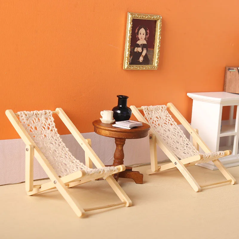 1pc Dollhouse Miniature Items Wooden Beach Chair Model Mini Furniture Outdoor Reclining Chair Miniature Scene Accessories
1pc Dollhouse Miniature Items Wooden Beach Chair Model Mini Furniture Outdoor Reclining Chair Miniature Scene Accessories