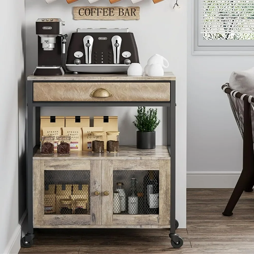 Coffee Bar Cabinet, 3 Tiers Kitchen Coffee Cart with Drawer for The Home, Movable Farmhouse Ktichen Station Table on Wheels
Coffee Bar Cabinet, 3 Tiers Kitchen Coffee Cart with Drawer for The Home, Movable Farmhouse Ktichen Station Table on Wheels