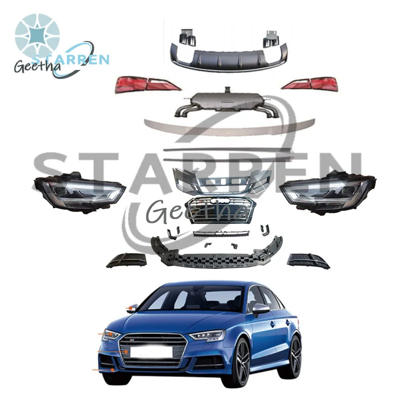High Quality A3 2017-2020 S3 Style Front Bumper Headlight Taillight Grill Body Kits for Audi
High Quality A3 2017-2020 S3 Style Front Bumper Headlight Taillight Grill Body Kits for Audi