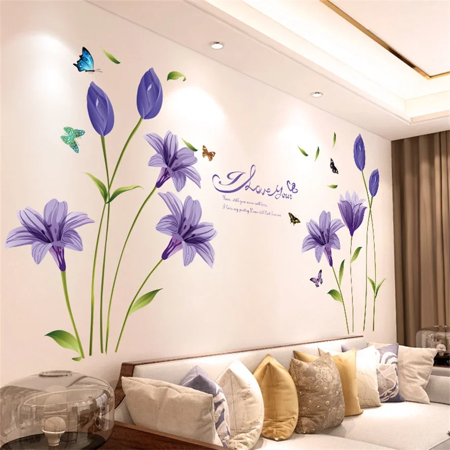 DIY Purple Lavender Living Room Wall Stickers Decor Self-adhesive Flowers Butterfly Wall Decals Mural Bedroom Decorations Hogar
DIY Purple Lavender Living Room Wall Stickers Decor Self-adhesive Flowers Butterfly Wall Decals Mural Bedroom Decorations Hogar