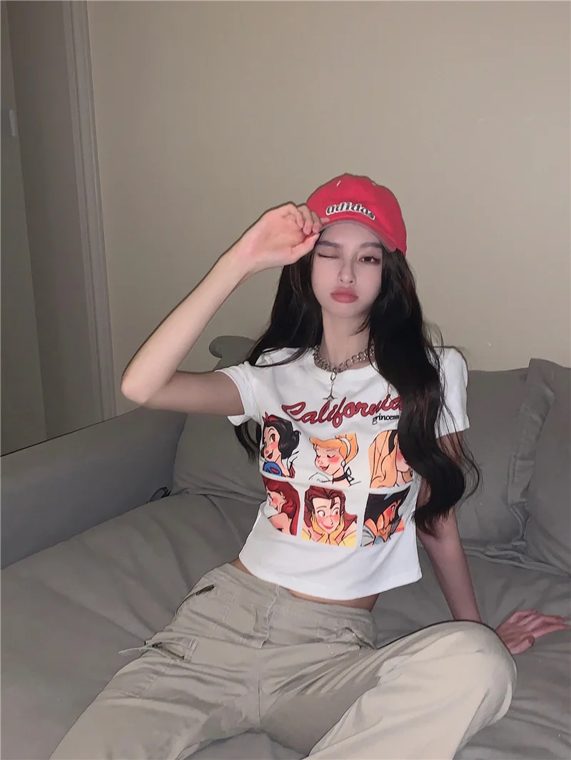 2023 Summer New Round Neck Short Sleeve T-shirt Women's Fashion Cute Cartoon Slim Fit White Black High Quality Top
2023 Summer New Round Neck Short Sleeve T-shirt Women's Fashion Cute Cartoon Slim Fit White Black High Quality Top