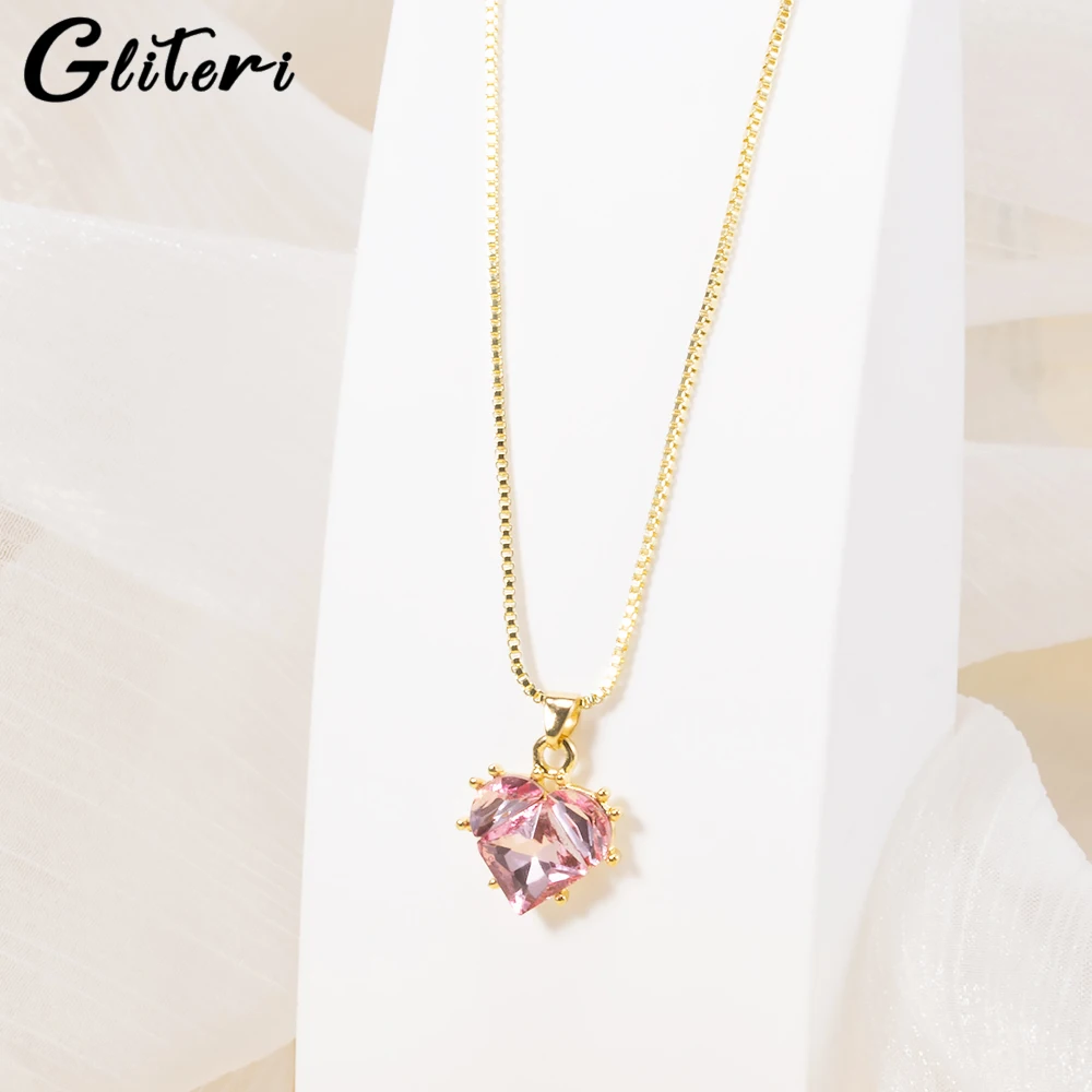 GEITERI Pink Heart Pendant Necklaces For Women Girls Gold Color Box Chain Loves Zircon Necklace Trendy Jewelry Anniversary Gifts
GEITERI Pink Heart Pendant Necklaces For Women Girls Gold Color Box Chain Loves Zircon Necklace Trendy Jewelry Anniversary Gifts