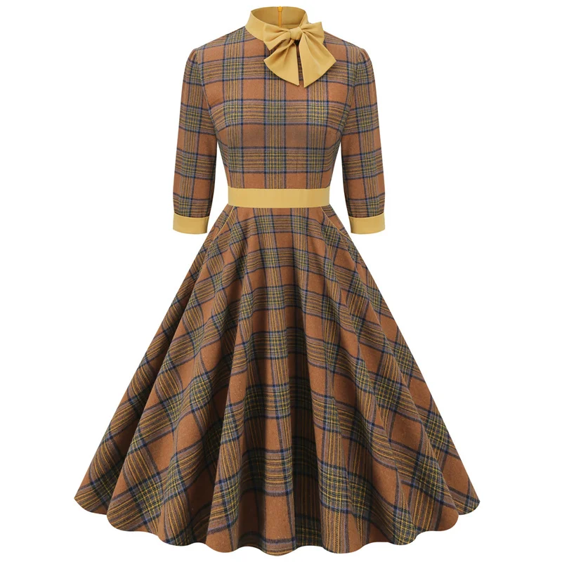 LSYCDS Bow Neck Elegant Dress for Women 3/4 Sleeve A Line Plaid Robe Femme Casual Party Woman Dresses
LSYCDS Bow Neck Elegant Dress for Women 3/4 Sleeve A Line Plaid Robe Femme Casual Party Woman Dresses