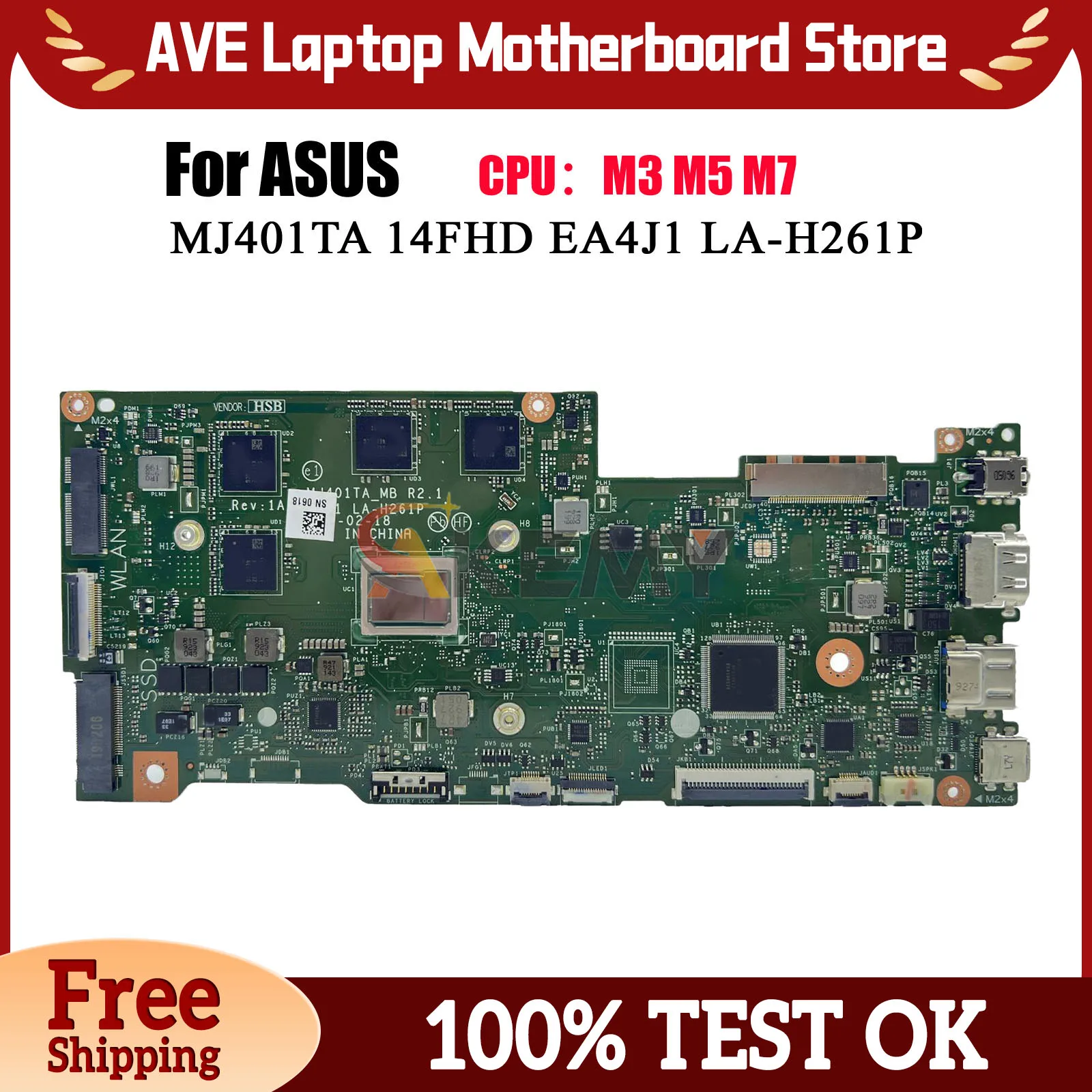 MJ401TA Laptop Motherboard For ASUS VivoBook MJ401TA 14FHD EA4J1 LA-H261P MJ401T Mainboard With M3 M5 M7 CPU 100% tests OK stk
MJ401TA Laptop Motherboard For ASUS VivoBook MJ401TA 14FHD EA4J1 LA-H261P MJ401T Mainboard With M3 M5 M7 CPU 100% tests OK stk