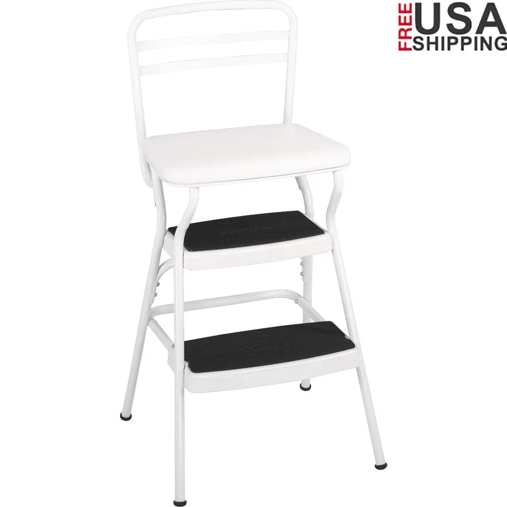 Retro Step Stool Chair with Flip Up Vinyl Seat Multi Purpose Steel Frame Non Marring Leg Tips Easy to Clean Sturdy Design
Retro Step Stool Chair with Flip Up Vinyl Seat Multi Purpose Steel Frame Non Marring Leg Tips Easy to Clean Sturdy Design