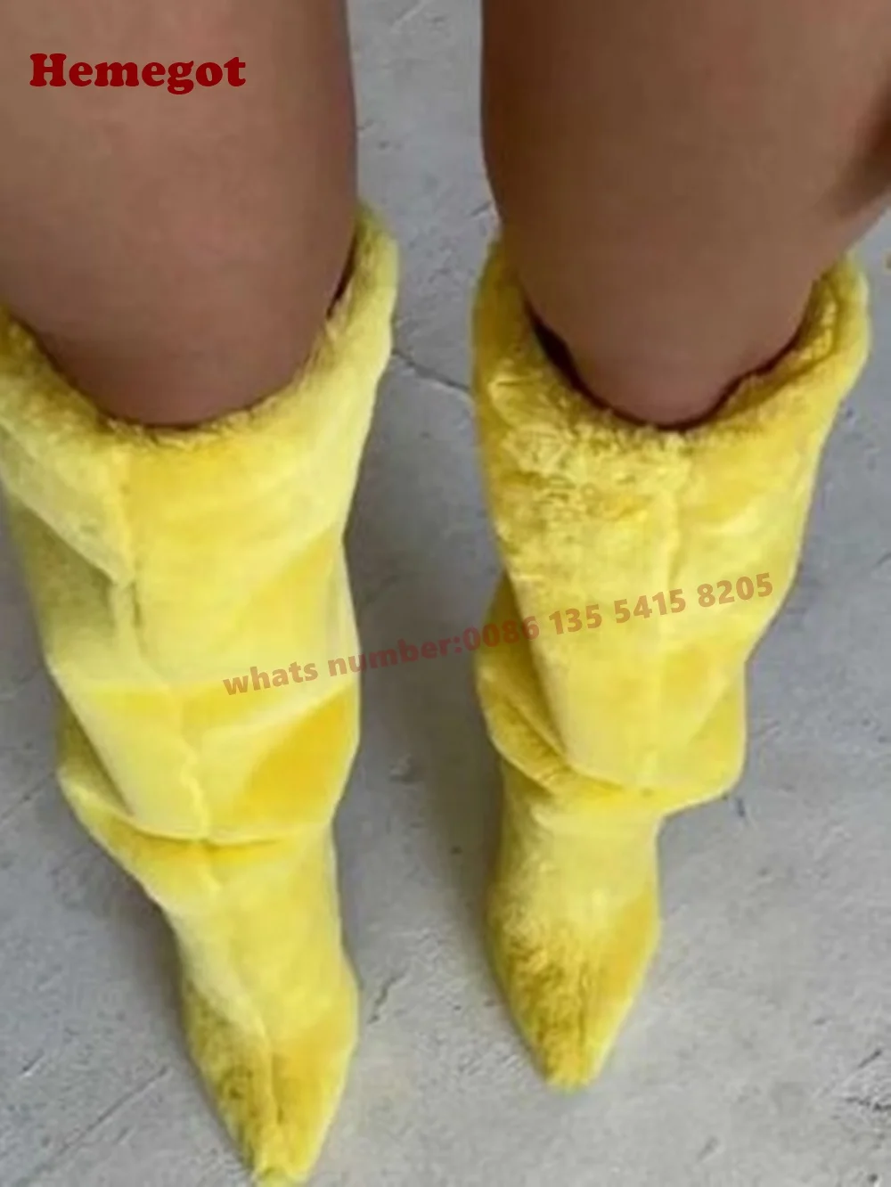 Yellow Fur Knee High Boots Round Toe Splicing Stiletto Women's Long Boots Thin High Heels Slip On Solid Warm Plush Winter Shoes
Yellow Fur Knee High Boots Round Toe Splicing Stiletto Women's Long Boots Thin High Heels Slip On Solid Warm Plush Winter Shoes