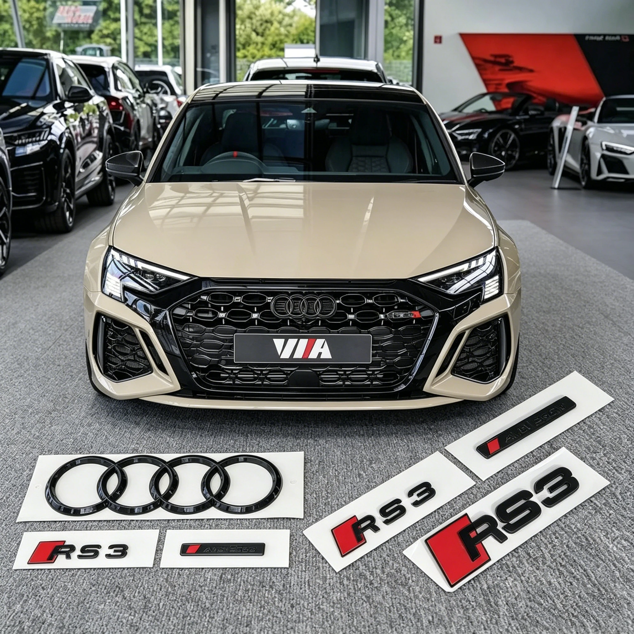 AUDI RS3 4Ring logo ABS Black Car Hood Front Grill Emblem Rear Trunk Badge RS3 Sticker AUDI Sport Emblem For RS3 2016-2020
AUDI RS3 4Ring logo ABS Black Car Hood Front Grill Emblem Rear Trunk Badge RS3 Sticker AUDI Sport Emblem For RS3 2016-2020