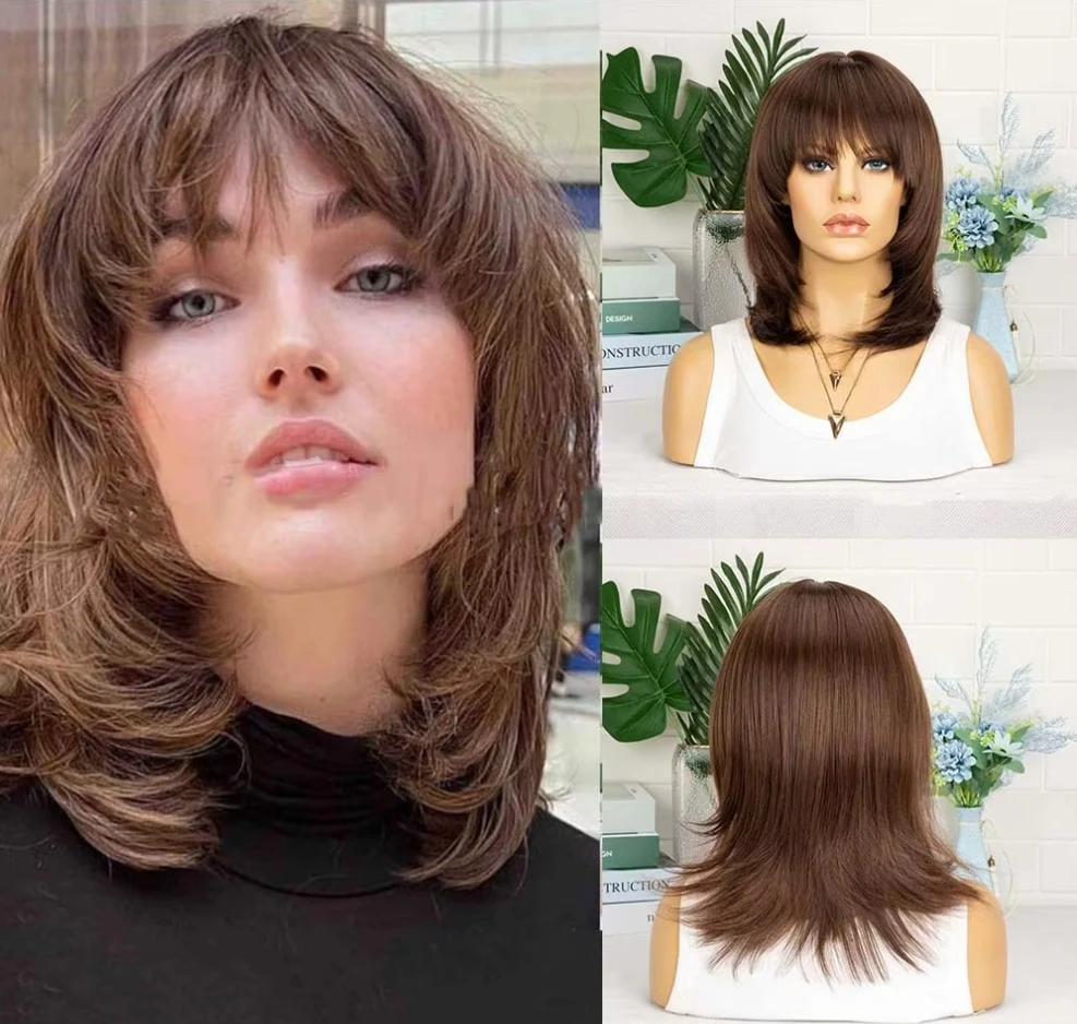 Synthetic Wigs Medium Straight Brown with Bangs Wig for Women Cosplay Daily Breathable Wig Heat Resistant
Synthetic Wigs Medium Straight Brown with Bangs Wig for Women Cosplay Daily Breathable Wig Heat Resistant