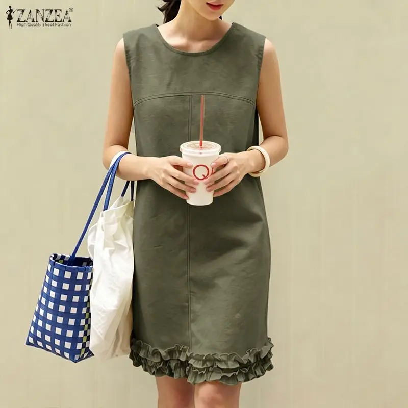2026 Summer Sleeveless Mini Dress ZANZEA Women Elegant Casual Holiday Beach Sundress Stylish O Neck Flounce Hem Dress Vestidos
2026 Summer Sleeveless Mini Dress ZANZEA Women Elegant Casual Holiday Beach Sundress Stylish O Neck Flounce Hem Dress Vestidos