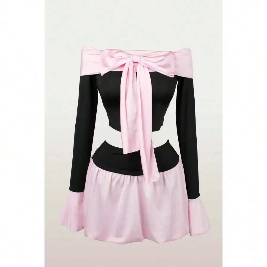 Women Off Shoulder Bow Top With Flounce Mini Skirt Bodycon Bell Sleeve Summer
Women Off Shoulder Bow Top With Flounce Mini Skirt Bodycon Bell Sleeve Summer