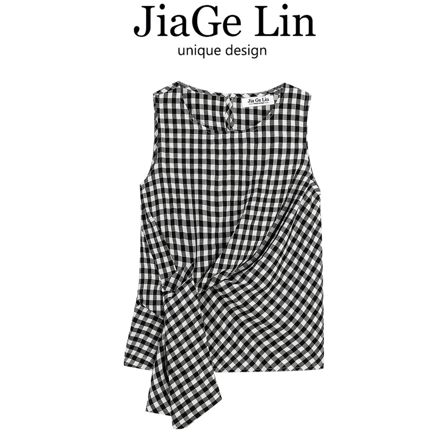Женская летняя рубашка-жилет JiaGeLin в корейском ретро-стиле с клетчатым узором и круглым вырезом, высокое качество, элегантный образ
Женская летняя рубашка-жилет JiaGeLin в корейском ретро-стиле с клетчатым узором и круглым вырезом, высокое качество, элегантный образ