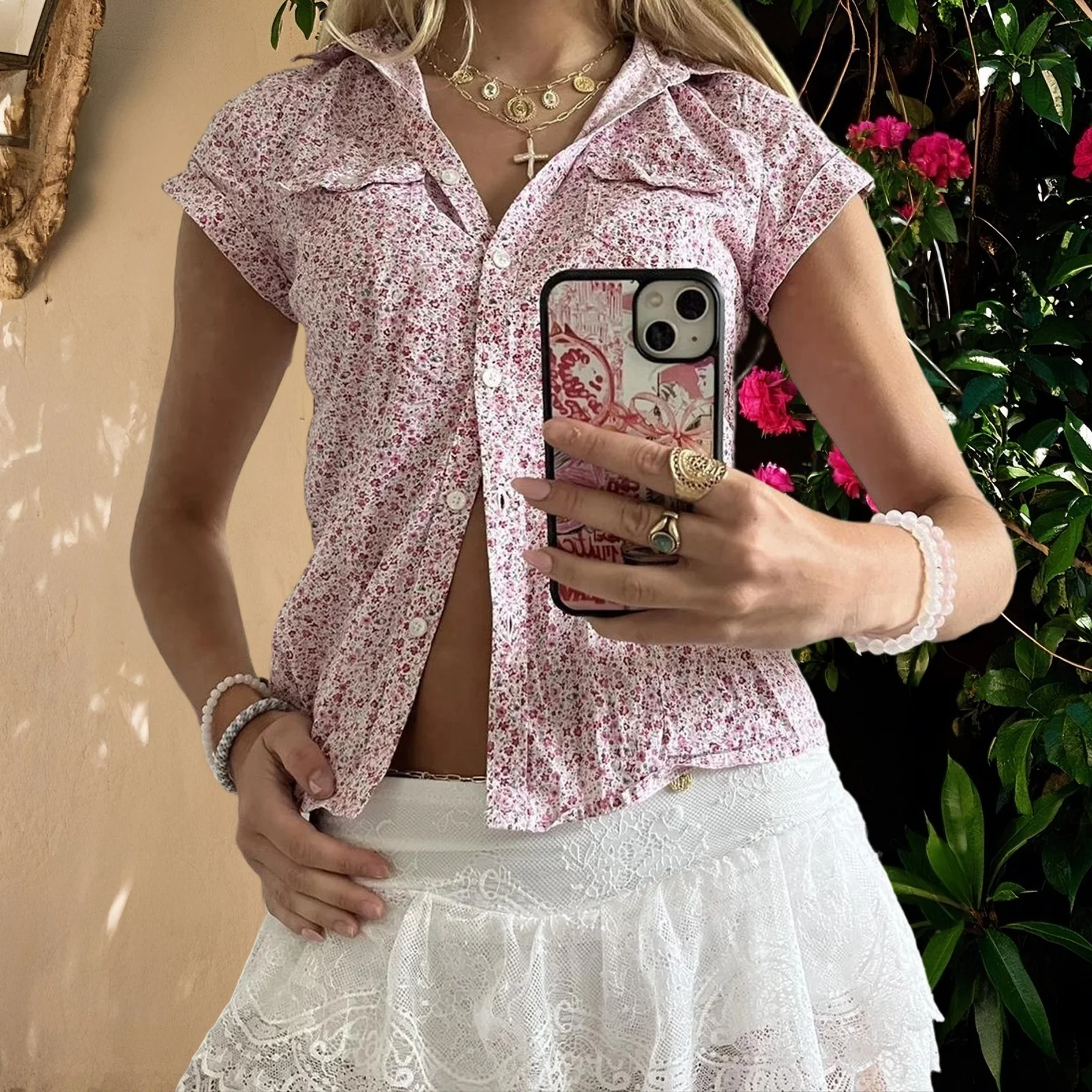 Women Y2k Coquette Button Shirts Cute Kawaii Cap Sleeve V Neck Preppy Slim Fit Summer 90s Vintage Floral Crop Tops Blouses
Women Y2k Coquette Button Shirts Cute Kawaii Cap Sleeve V Neck Preppy Slim Fit Summer 90s Vintage Floral Crop Tops Blouses