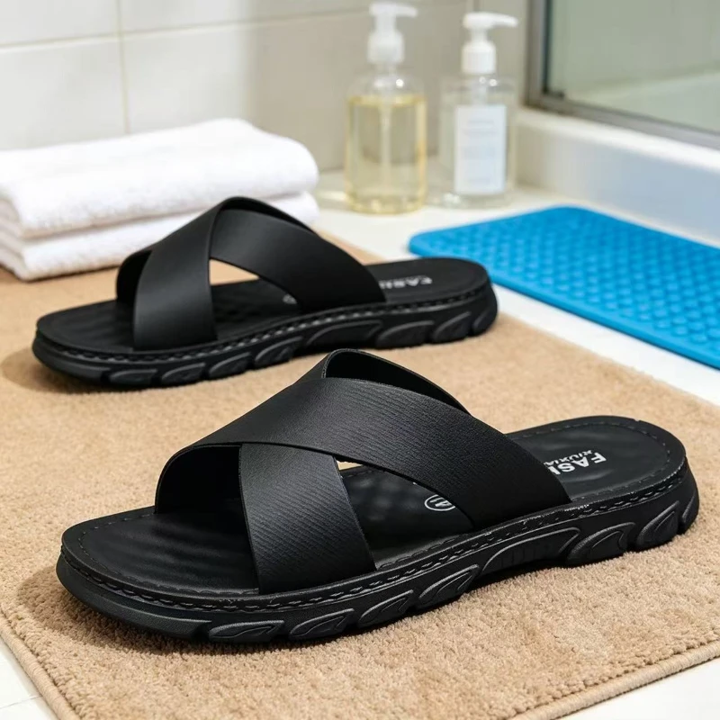 Mens Leather Slippers Comfortable Breathable Summer Big Size Sandals for Men with Soft Sole
Mens Leather Slippers Comfortable Breathable Summer Big Size Sandals for Men with Soft Sole