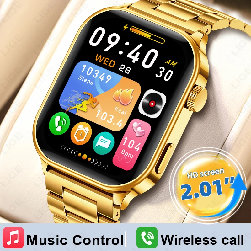 New Golden Smart Watch Bluetooth Call Smartwatches Full Touch Screen Music Fitness Tracker Waterproof Smartwatch for Android iOS
New Golden Smart Watch Bluetooth Call Smartwatches Full Touch Screen Music Fitness Tracker Waterproof Smartwatch for Android iOS