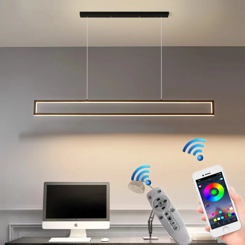 Modern Black Pendant Lights with Remote Control LED Chandelier for Dining Room Coffee Shop Bar Light Fixtures Hanging Decoration
Modern Black Pendant Lights with Remote Control LED Chandelier for Dining Room Coffee Shop Bar Light Fixtures Hanging Decoration