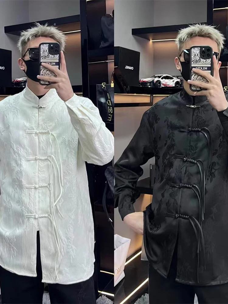 New Chinese Sle Men's irt Design Sense Button up Long Sve Floral Embroidery Stand Collar Spring Faion Outerwear
New Chinese Sle Men's irt Design Sense Button up Long Sve Floral Embroidery Stand Collar Spring Faion Outerwear