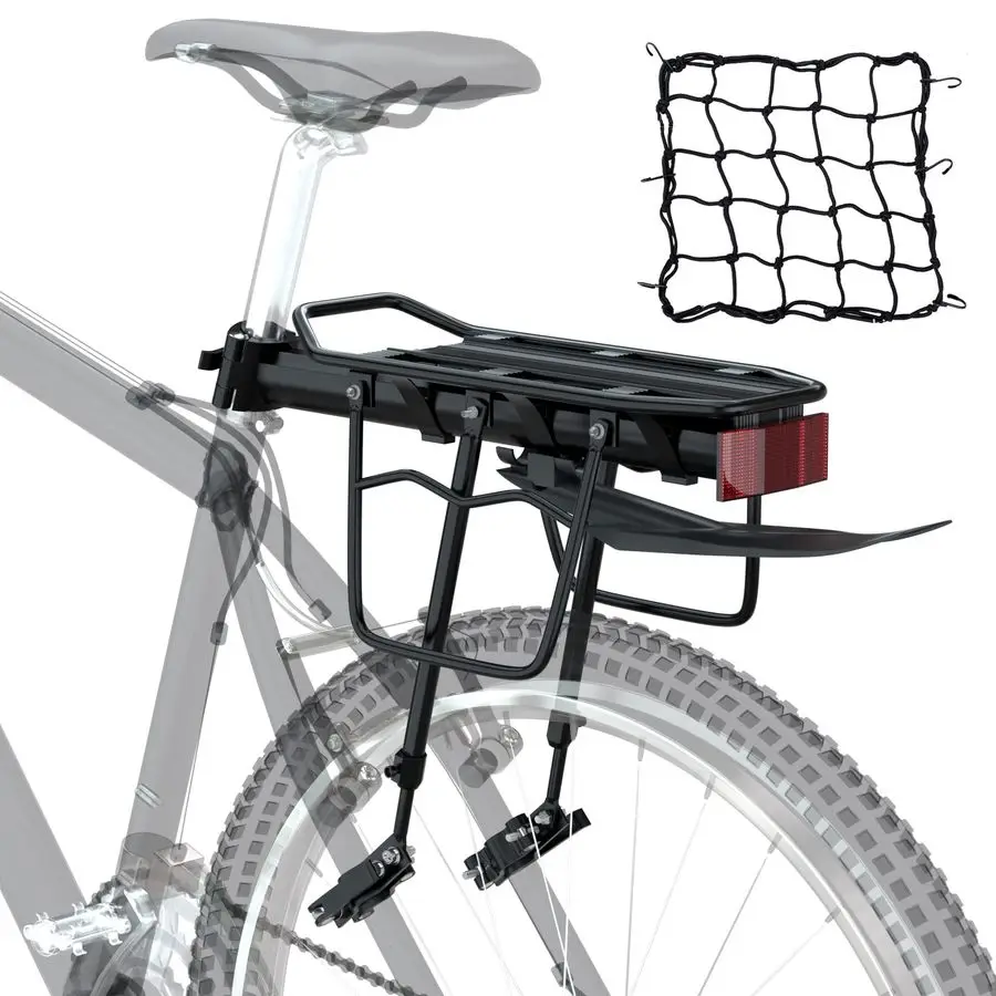Cargo Rack w Fender amp Bungee Cargo Net amp Reflective Logo,Quick Release Mountain Road Bicycle Rear Racks,Universal Adjustable
Cargo Rack w Fender amp Bungee Cargo Net amp Reflective Logo,Quick Release Mountain Road Bicycle Rear Racks,Universal Adjustable