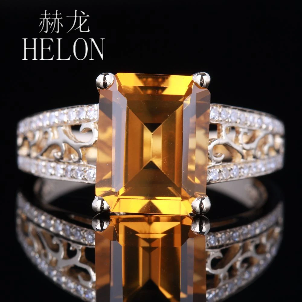 HELON Soild 14K 10K Yellow Gold Emerald Cut 10x8mm Natural Citrine Diamonds Engagement Ring Women Wedding Fine Jewelry Gift
HELON Soild 14K 10K Yellow Gold Emerald Cut 10x8mm Natural Citrine Diamonds Engagement Ring Women Wedding Fine Jewelry Gift