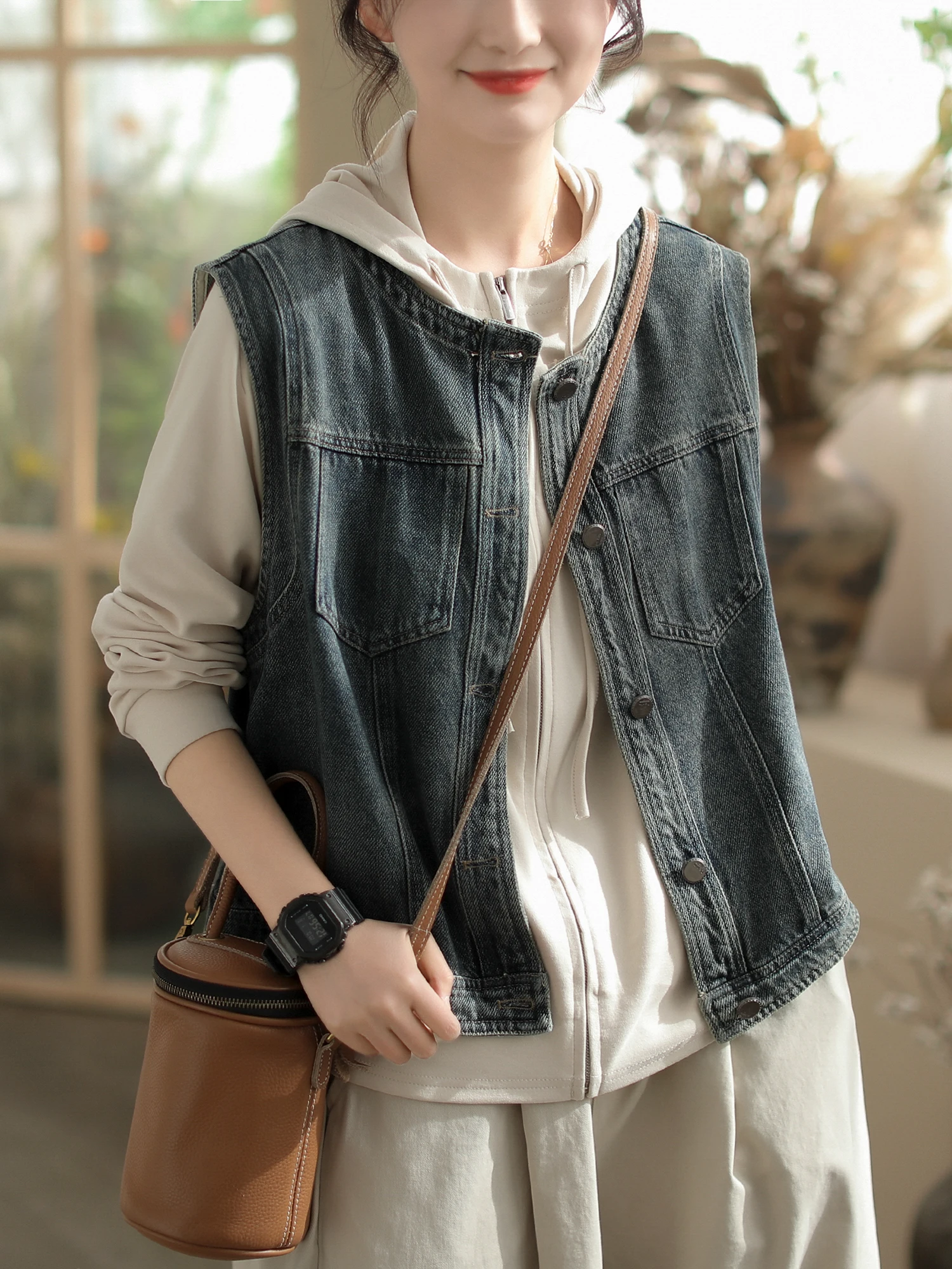 Casual round Ne Denim Jaet Women's Svel Vest Spring Autumn New Sle Commute Sle Cotton Blend Single Button Closure
Casual round Ne Denim Jaet Women's Svel Vest Spring Autumn New Sle Commute Sle Cotton Blend Single Button Closure