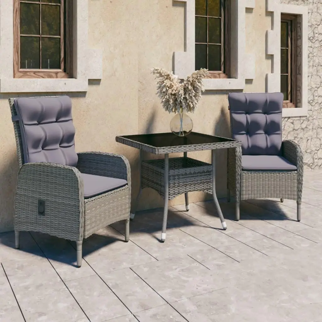 Stylish Grey Poly Rattan Garden Dining Set with Steel Frame and Glass Table Top 3 Piece Outdoor Furniture Set
Stylish Grey Poly Rattan Garden Dining Set with Steel Frame and Glass Table Top 3 Piece Outdoor Furniture Set