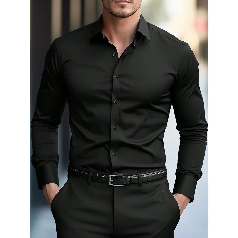 FGKKS New Men Shirt Brand New Solid Color Long Sleeve Elastic Fabric Men's Multiple Colors Male Quality Basic Shirt
FGKKS New Men Shirt Brand New Solid Color Long Sleeve Elastic Fabric Men's Multiple Colors Male Quality Basic Shirt