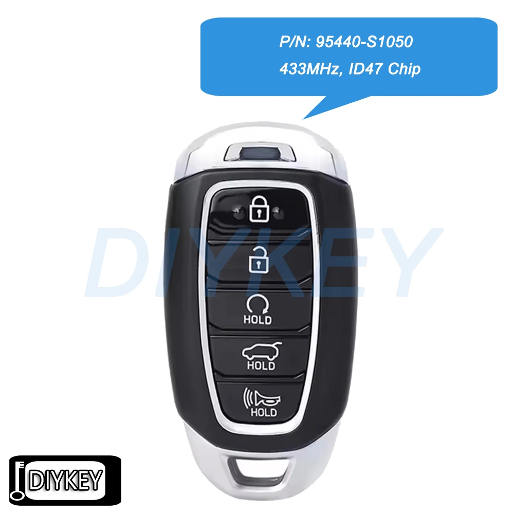 5 Buttons Smart Remote Car Key Fob 433MHz ID47 Chip for Hyundai Santa Fe 2019 2020 2021 P/N: 95440-S1050, FCC ID: TQ8-FOB-4F33
5 Buttons Smart Remote Car Key Fob 433MHz ID47 Chip for Hyundai Santa Fe 2019 2020 2021 P/N: 95440-S1050, FCC ID: TQ8-FOB-4F33