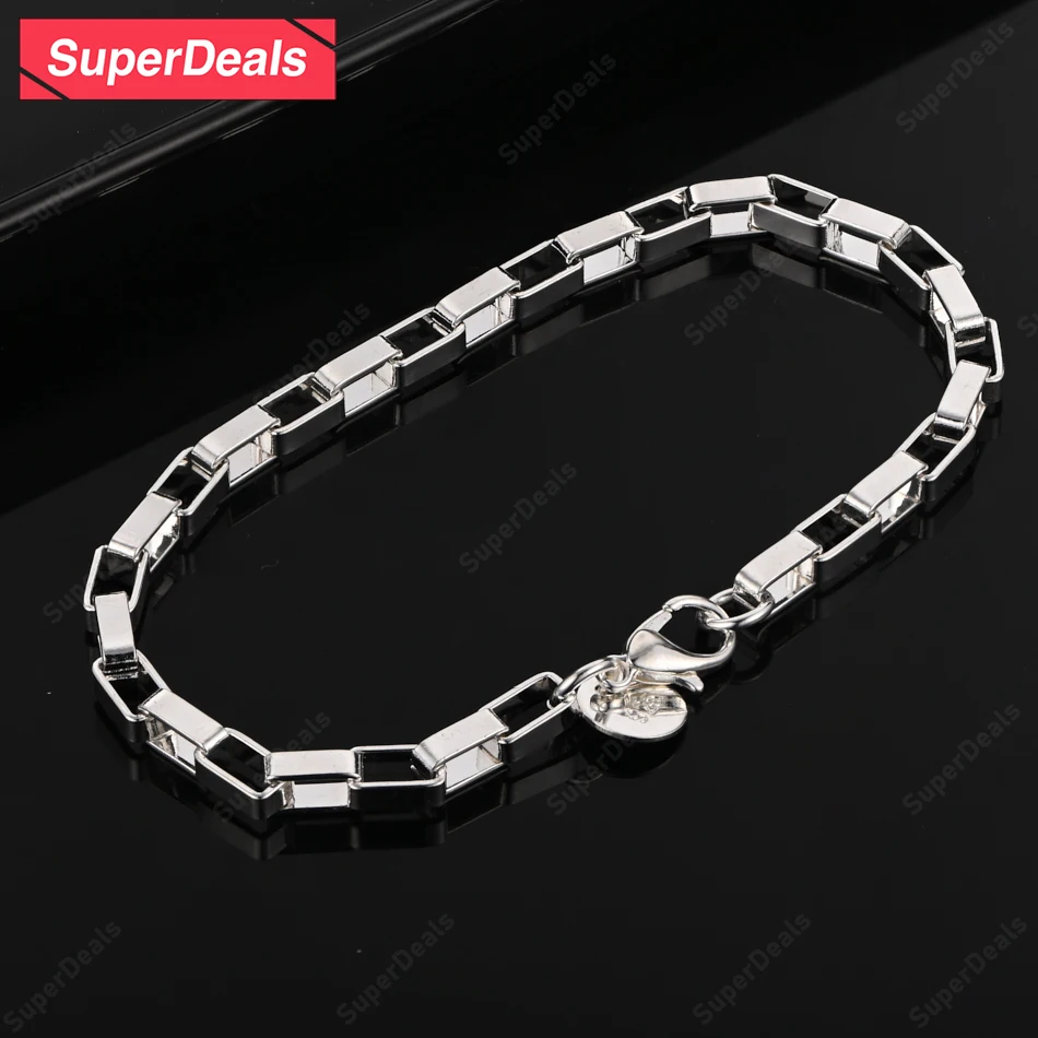 SuperDeals 925 Sterling Silver Bracelet Box Chain Women Engagement Wedding Party Birthday Gift Men Fashion Jewelry Accessories
SuperDeals 925 Sterling Silver Bracelet Box Chain Women Engagement Wedding Party Birthday Gift Men Fashion Jewelry Accessories