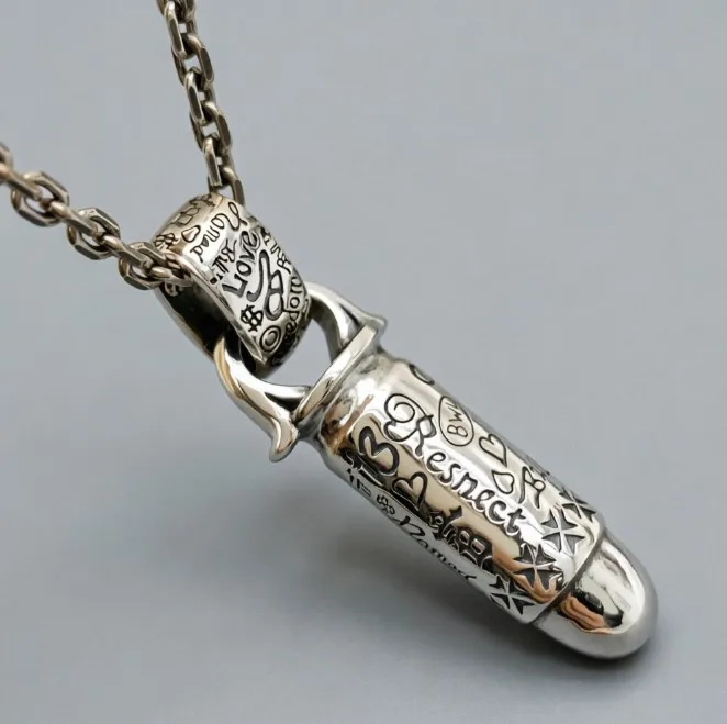 Niche style design s925 sterling silver graffiti bullet pendant stylish men's necklace fashionable brandretrocasual
Niche style design s925 sterling silver graffiti bullet pendant stylish men's necklace fashionable brandretrocasual