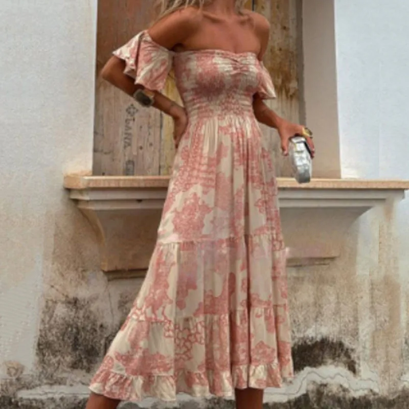 New Summer Off Shoulder Slim Long Dress Elegant Floral Print Short Sleeved Dress Women Fashion High Waist Pleated Holiday Dress
New Summer Off Shoulder Slim Long Dress Elegant Floral Print Short Sleeved Dress Women Fashion High Waist Pleated Holiday Dress