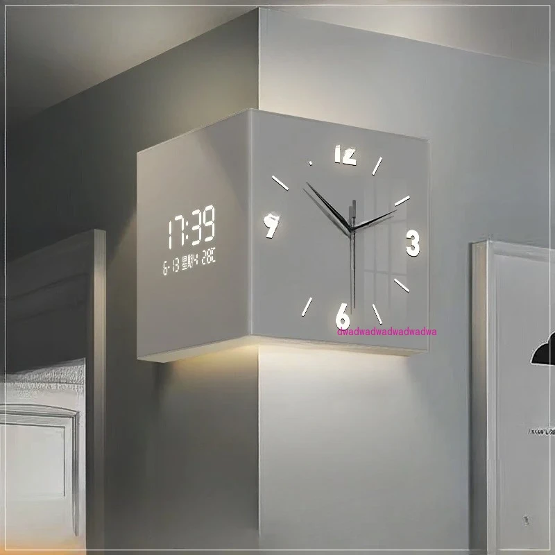 living room corner clock perpetual calendar new electronic clock modern simple double-sided wall clock creative corner wall
living room corner clock perpetual calendar new electronic clock modern simple double-sided wall clock creative corner wall