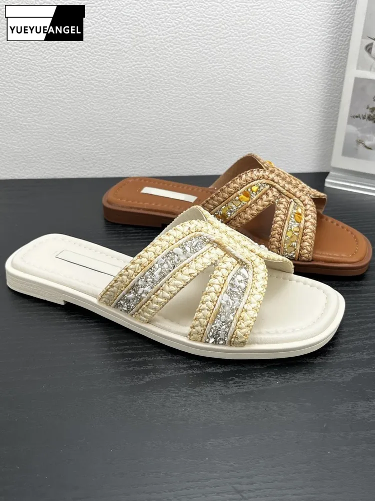 Leisure Ladies Open Toe Slip On Summer Breathable Footwear Comfortable Solid Color Diamonds Chunky Heel Fashion Female Slippers
Leisure Ladies Open Toe Slip On Summer Breathable Footwear Comfortable Solid Color Diamonds Chunky Heel Fashion Female Slippers