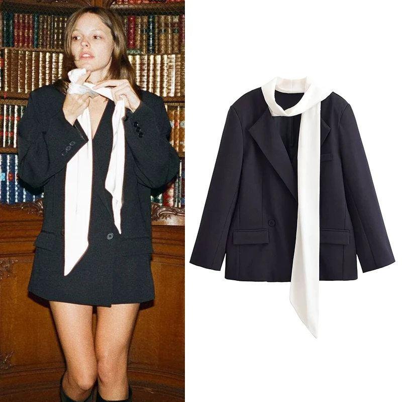 Women Blazer 2025 New Fashion Color-Block Scarf-Decorated Blazer for Women Elegance Chic Women Coat
Women Blazer 2025 New Fashion Color-Block Scarf-Decorated Blazer for Women Elegance Chic Women Coat