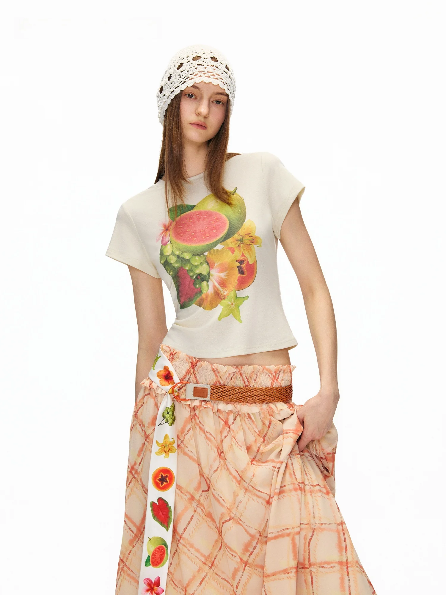 Outtheblue Summer 2026 Women's Slim Fit T-Shirt Fruit Print Short Sleeve Casual Style round Neck Top in Lenzing And Linen Blend
Outtheblue Summer 2026 Women's Slim Fit T-Shirt Fruit Print Short Sleeve Casual Style round Neck Top in Lenzing And Linen Blend
