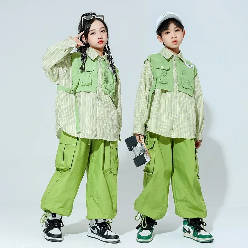 Children Boys Girls Streetwear Loose Casual Long Sleeve Stripe Splice Shirts Cargo Pants Sets Kids Tracksuits Stage Clothes
Children Boys Girls Streetwear Loose Casual Long Sleeve Stripe Splice Shirts Cargo Pants Sets Kids Tracksuits Stage Clothes