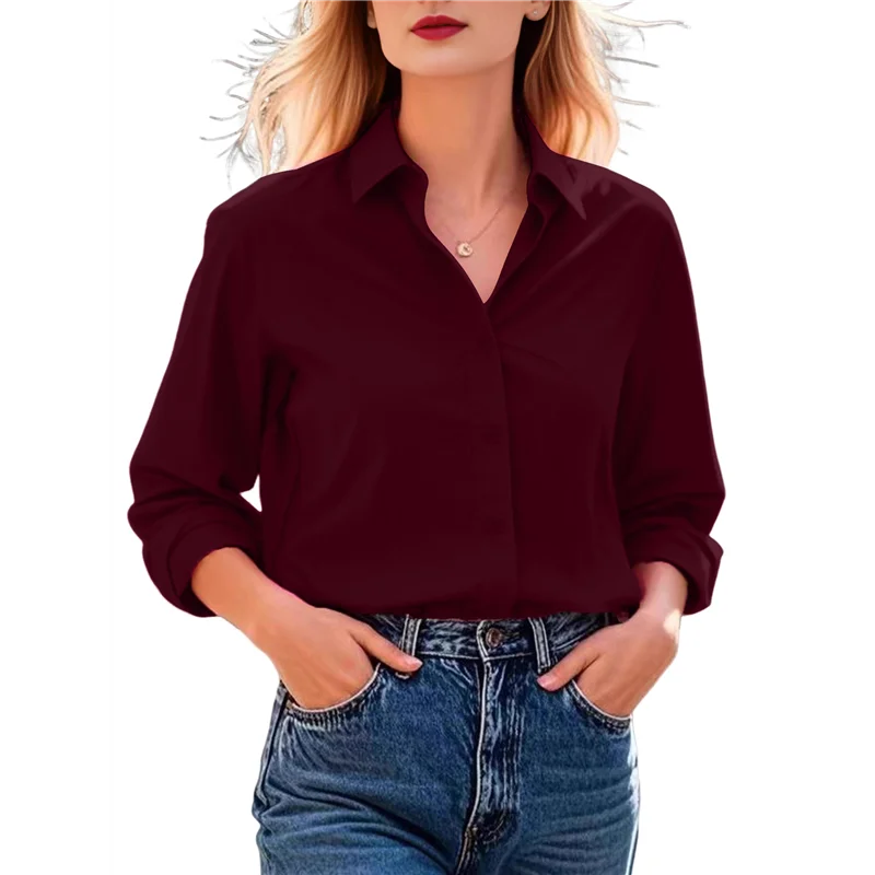 Женская рубашка на пуговицах с длинным рукавом, классические классические рубашки, однотонная офисная блузка для работы
Женская рубашка на пуговицах с длинным рукавом, классические классические рубашки, однотонная офисная блузка для работы