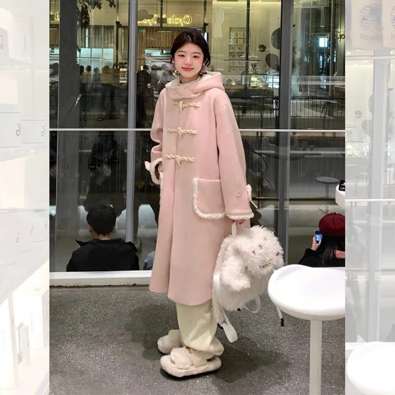 Women Lamb Velvet Parkas Jacket 2024 Autumn Winter Korea Pink Retro Temperament Mid-length Hooded Loose Lambswool Fur Coat
Women Lamb Velvet Parkas Jacket 2024 Autumn Winter Korea Pink Retro Temperament Mid-length Hooded Loose Lambswool Fur Coat