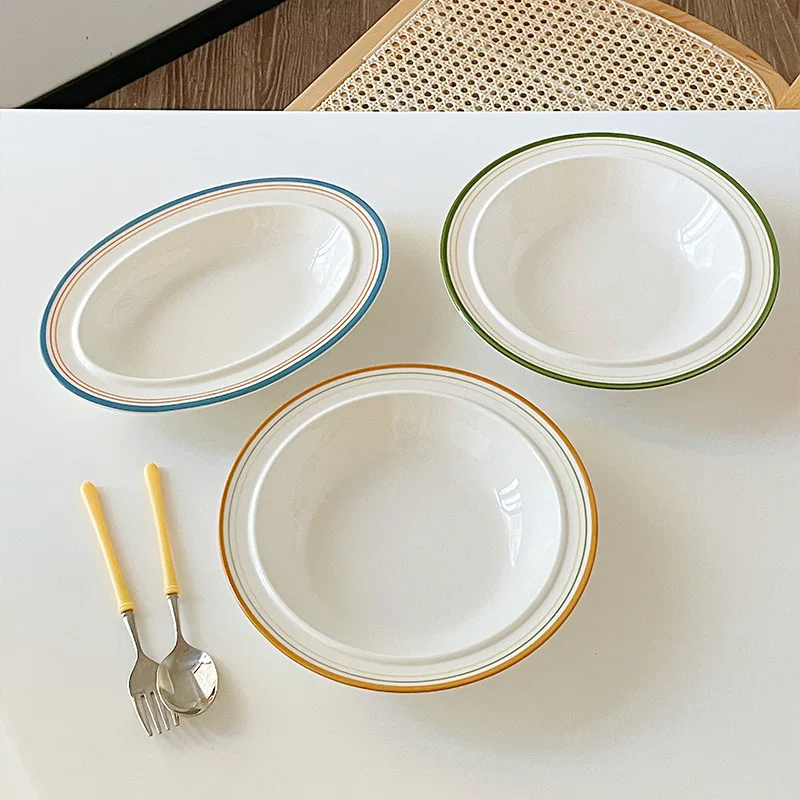 The same coil soup plate retro oval fish plate salad pasta plate household ceramic tableware
The same coil soup plate retro oval fish plate salad pasta plate household ceramic tableware