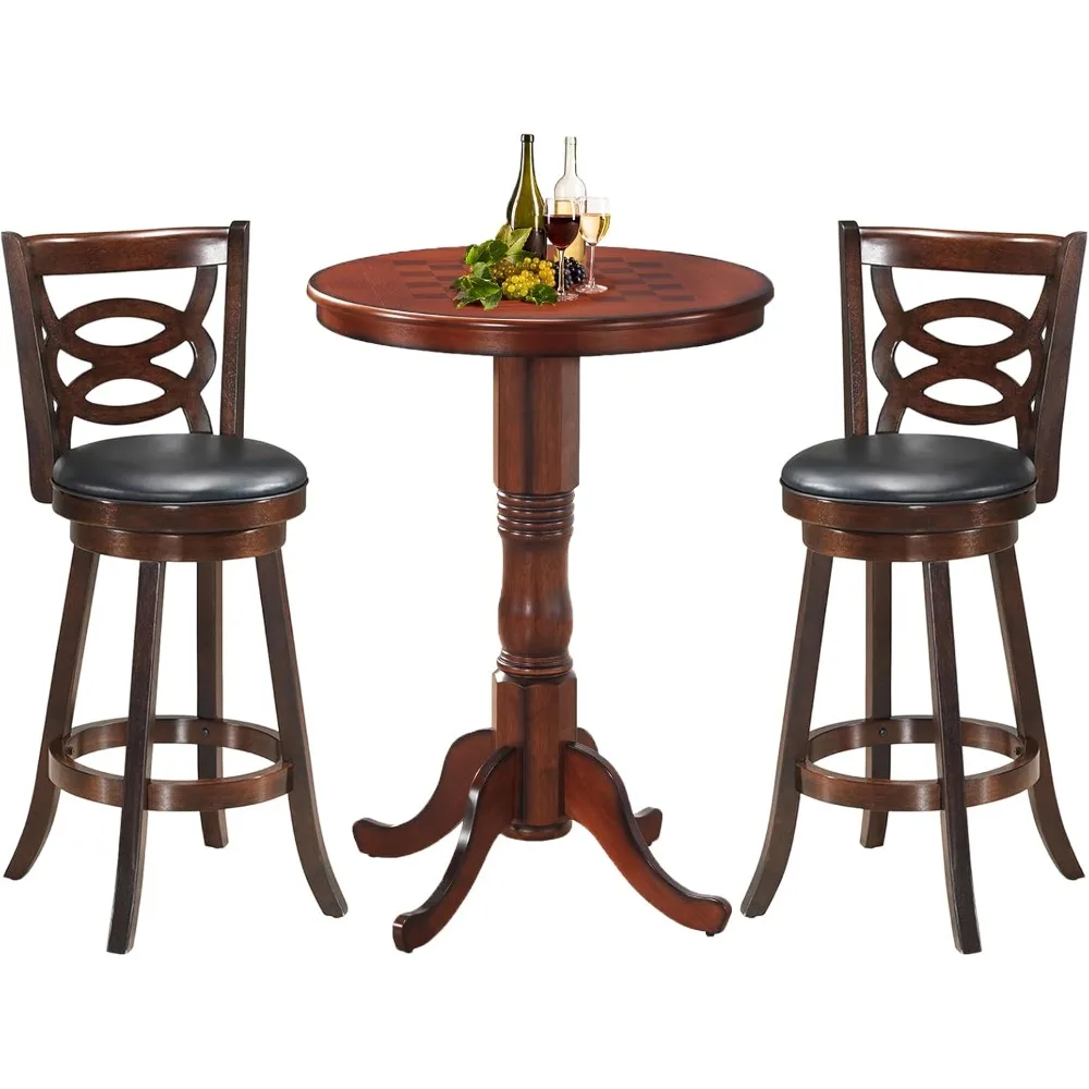 3-Piece Dining Table Set for 2, Compact Round Table with Swivel Bar Stools, Retro Style Kitchen and Dining Room Furniture for S
3-Piece Dining Table Set for 2, Compact Round Table with Swivel Bar Stools, Retro Style Kitchen and Dining Room Furniture for S