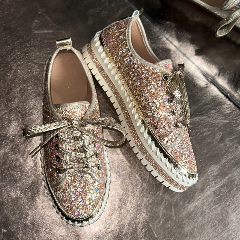 High-top Round-toe Lace-up Sequined Stylish Multi-purpose Comfortable Anti-slip Breathable Sports Casual Women's Single Shoe
High-top Round-toe Lace-up Sequined Stylish Multi-purpose Comfortable Anti-slip Breathable Sports Casual Women's Single Shoe
