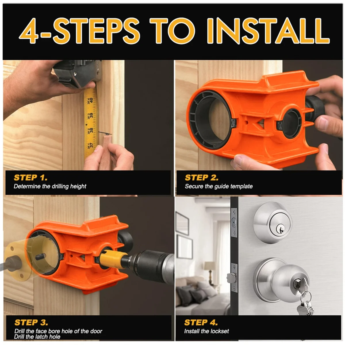 ABNJ Door Lock Installation Kit,Door Lock Jig for Metal or Wood Doors,Hole Saw Kit for Easy Lockset Installation Orange
ABNJ Door Lock Installation Kit,Door Lock Jig for Metal or Wood Doors,Hole Saw Kit for Easy Lockset Installation Orange