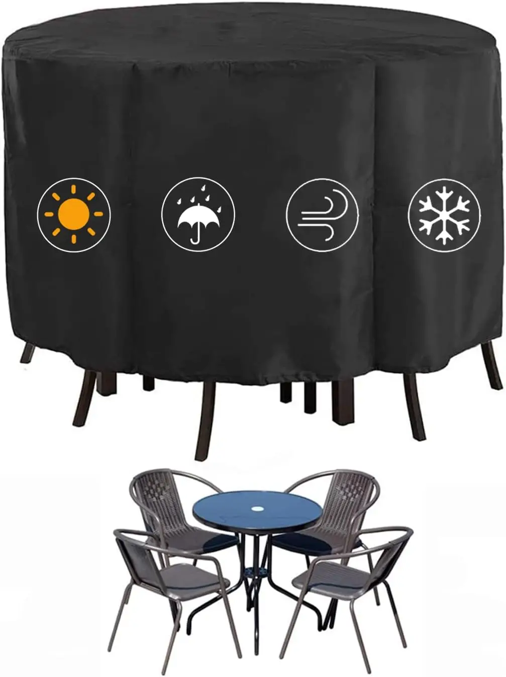 Round Patio Furniture Covers, Waterproof Outdoor Table Cover For 90''D X43''H, Heavy Duty Patio Cover For Round Table & Chair
Round Patio Furniture Covers, Waterproof Outdoor Table Cover For 90''D X43''H, Heavy Duty Patio Cover For Round Table & Chair
