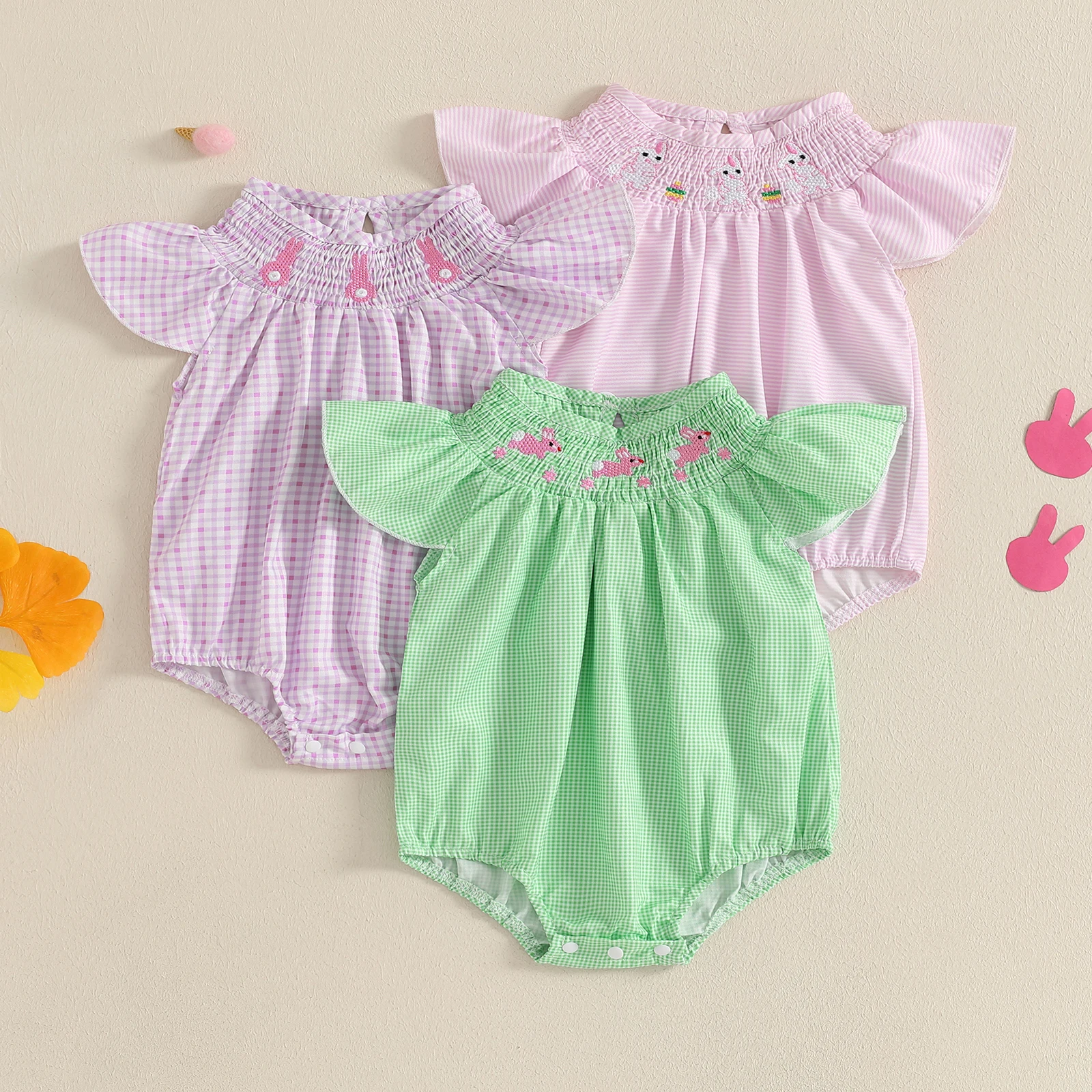 Baby Girls Easter Romper Bunny Embroidery Plaid Pattern Flying Sleeve Smocked Crew Neck Newborn Rabbit Jumpsuit
Baby Girls Easter Romper Bunny Embroidery Plaid Pattern Flying Sleeve Smocked Crew Neck Newborn Rabbit Jumpsuit