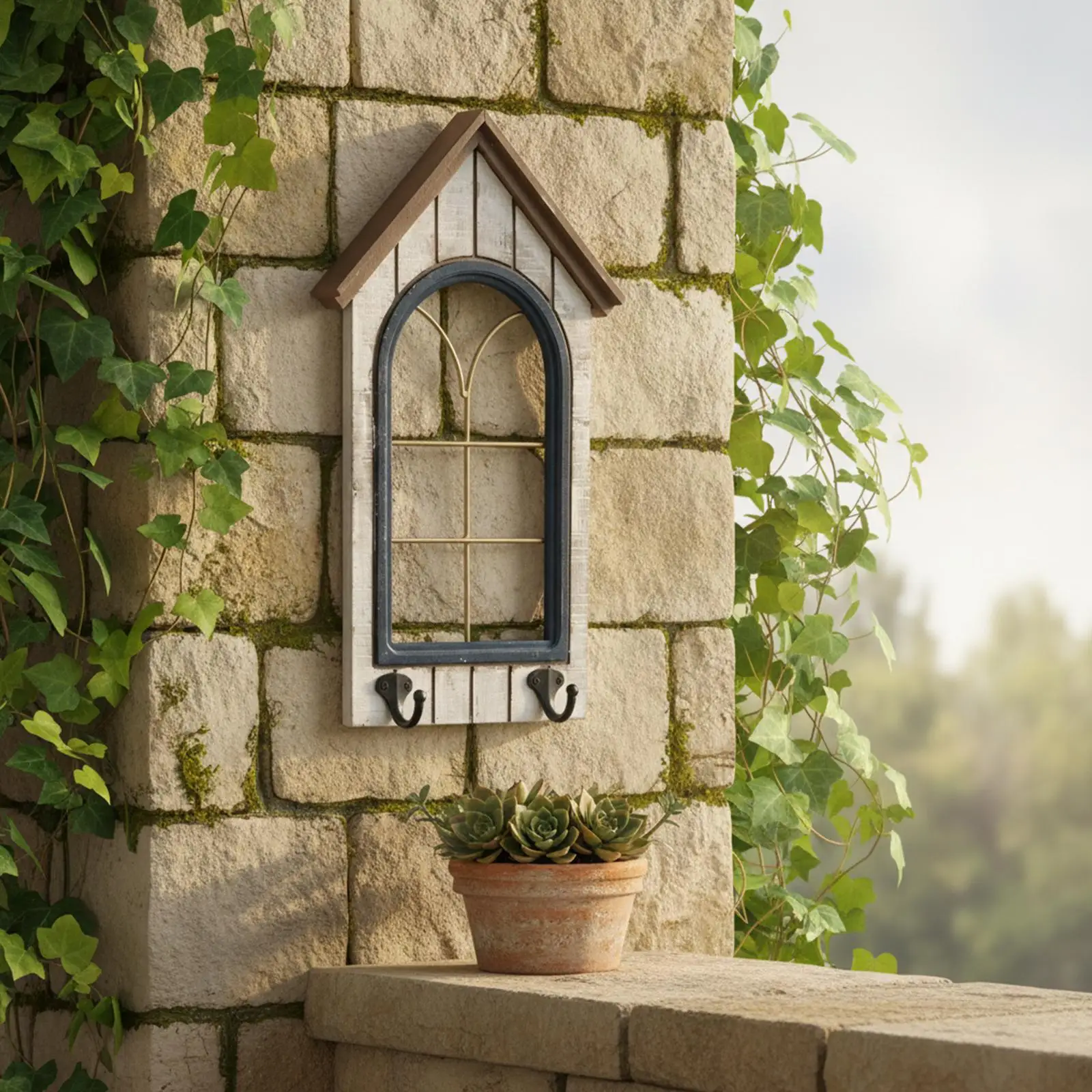 Wooden Window Frame Wall Decor with 2 Hooks Vintage Easy to Install Fake Window Pane Ornament for Balcony Yard Farmhouse Kitchen
Wooden Window Frame Wall Decor with 2 Hooks Vintage Easy to Install Fake Window Pane Ornament for Balcony Yard Farmhouse Kitchen