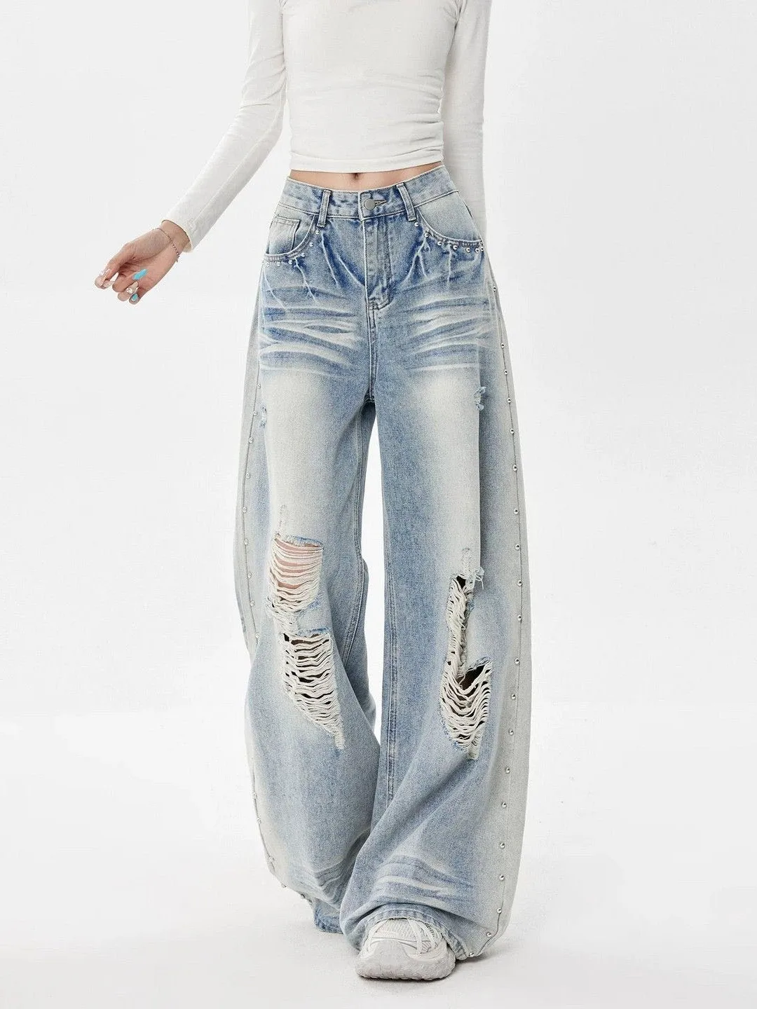 American Style Vintage Faded Denim Jeans Women's Summer New Lazy High Waist Loose Wide Leg Pants Floor-Length Trousers
American Style Vintage Faded Denim Jeans Women's Summer New Lazy High Waist Loose Wide Leg Pants Floor-Length Trousers