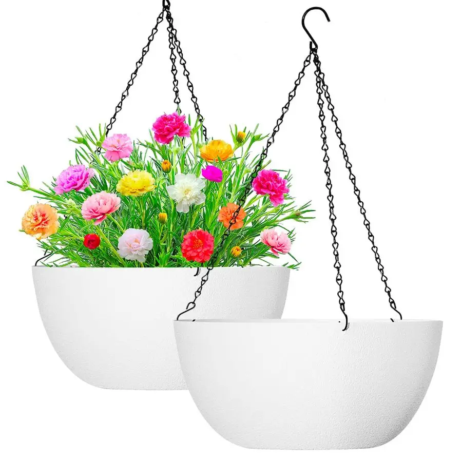 13 inch 2Pack Large Hanging Planters for Outdoor Indoor Plants with Drainage Holes and Chain, Round Hanging Flower Pots for Gard
13 inch 2Pack Large Hanging Planters for Outdoor Indoor Plants with Drainage Holes and Chain, Round Hanging Flower Pots for Gard