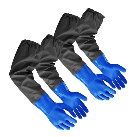 65CM Long Gloves Thicken Oil/Acid/Alkali Resistant Water Proof Lining Cotton PVC Industrial Reusable Protective Glove