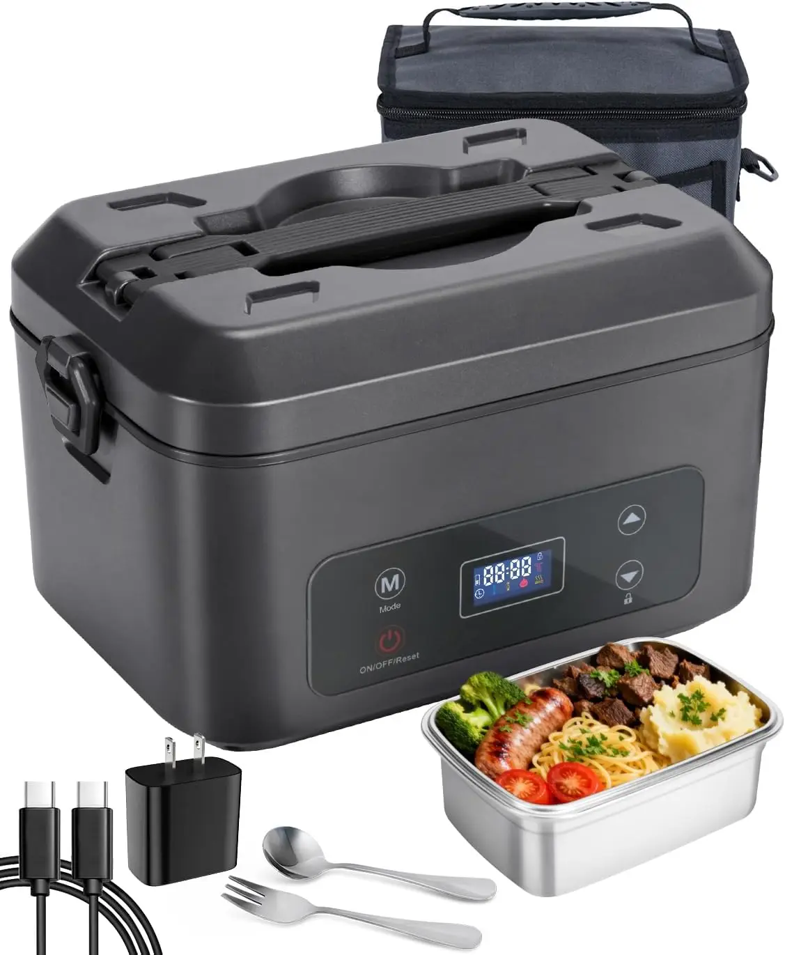 Cordless Heated Lunch Box for Adults, 5-Side Heating, 5.5-Cup Portable Food Warmer, Battery Powered, Grey-Black
Cordless Heated Lunch Box for Adults, 5-Side Heating, 5.5-Cup Portable Food Warmer, Battery Powered, Grey-Black