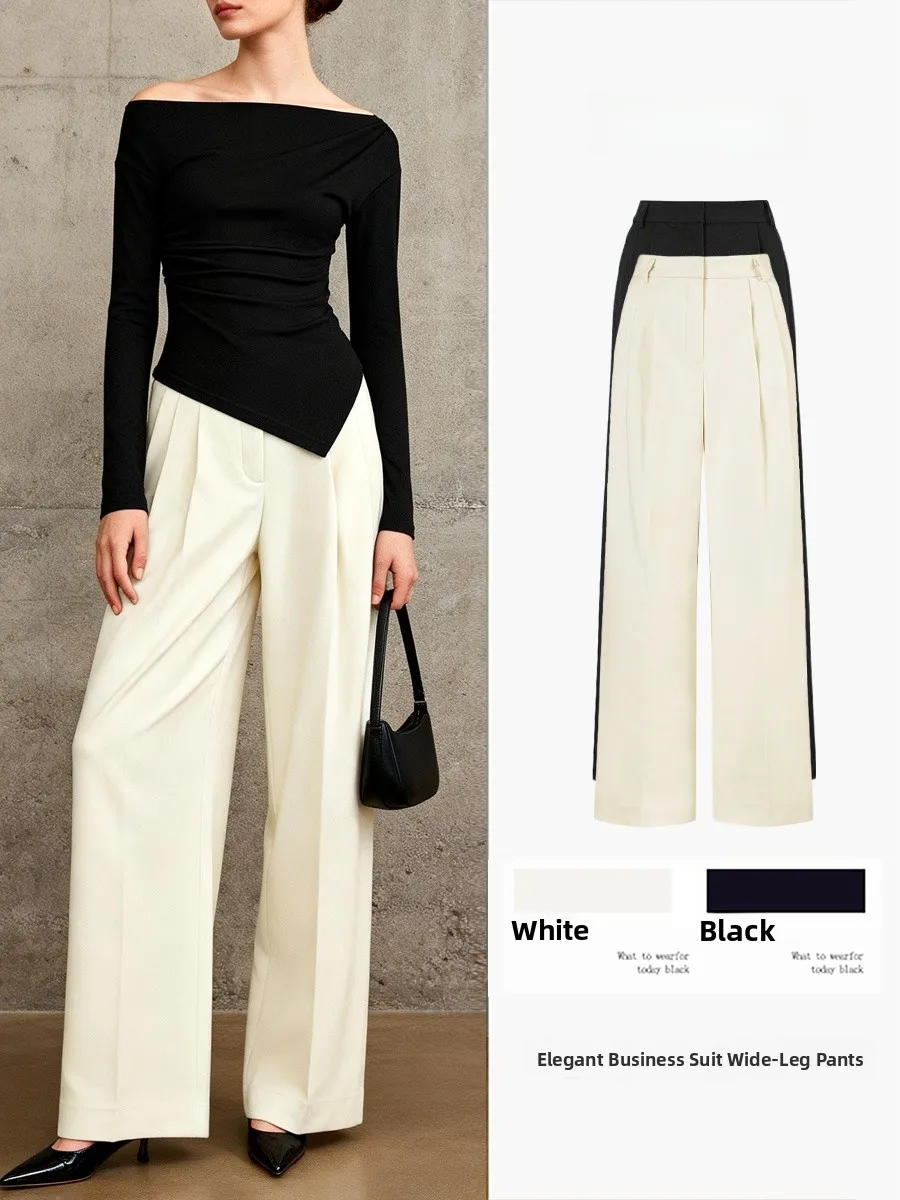 Slim Fit Wide Leg Pants Women's High Waist Drapey Casual Commute Style Straight Cut Pants Korean Version Small Size
Slim Fit Wide Leg Pants Women's High Waist Drapey Casual Commute Style Straight Cut Pants Korean Version Small Size
