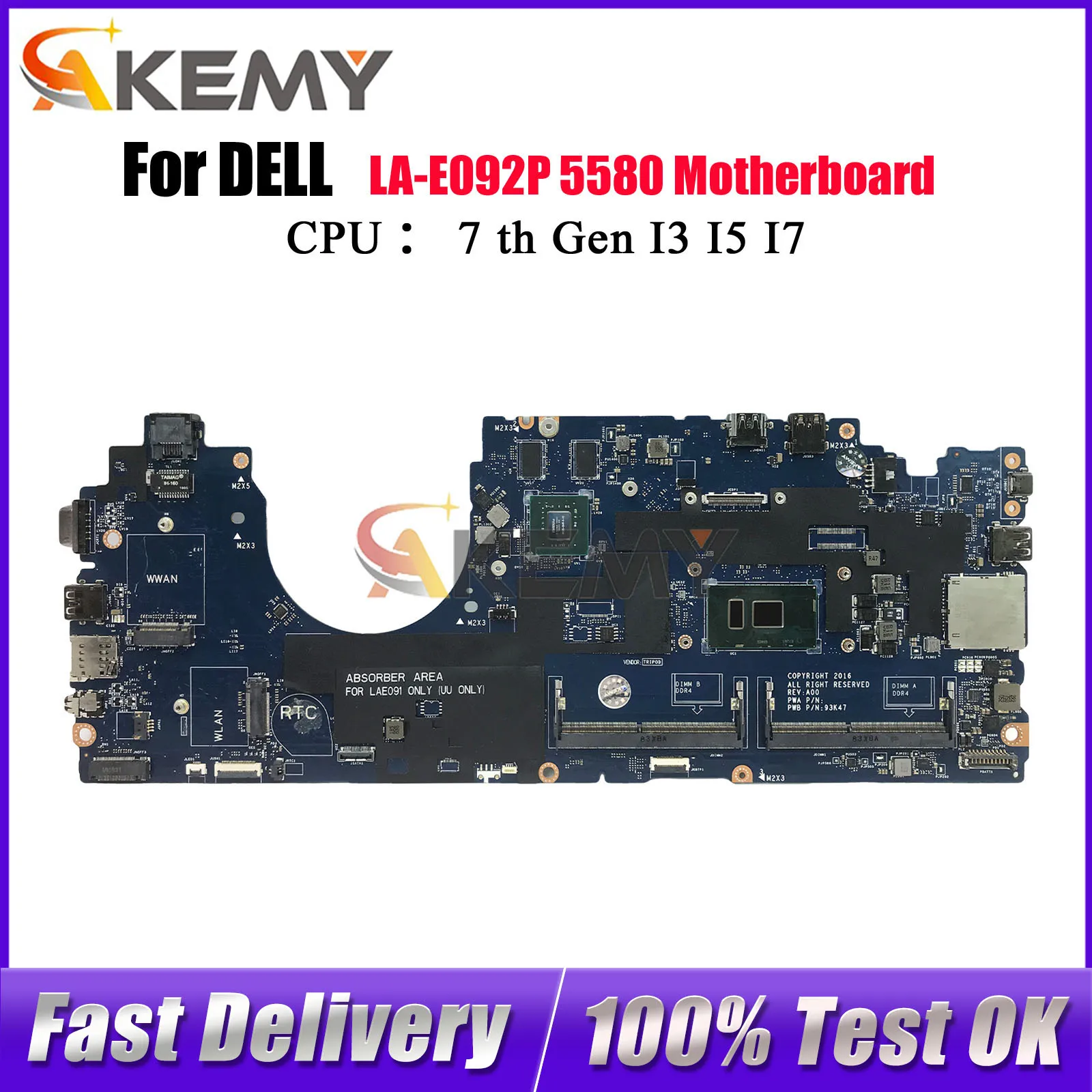 For Dell Latitude 5580 Notebook Mainboard LA-E092P with i5 i7 930MX 07W357 0309W1 07RD9D 0DDVMC 100% Fully Tested
For Dell Latitude 5580 Notebook Mainboard LA-E092P with i5 i7 930MX 07W357 0309W1 07RD9D 0DDVMC 100% Fully Tested